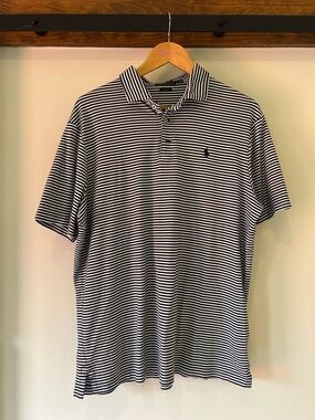 Ralph Lauren Blue and White Striped Polo
